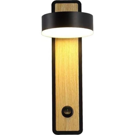 noir Applique murale en bois de style rétro européen, en aluminium, idéale pour une chambre, lumière chaude (1/4)