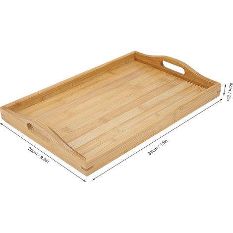 Teetablett aus Bambus mit Tassen und Serviertisch, ideal für Teestuben, Wohnungen oder Büros, mit Griff (1/5)