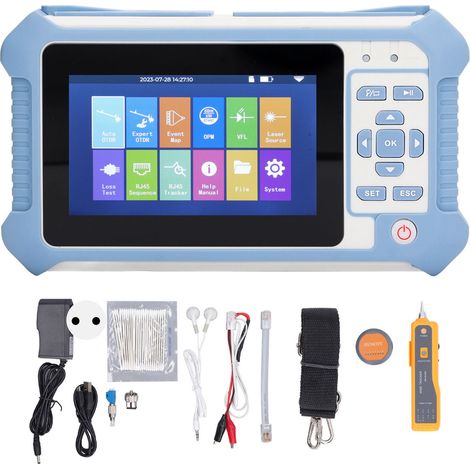 Testeur OTDR 9 en 1, réflectomètre optique multifonctionnel dans le domaine temporel avec écran LCD de 4,3 pouces (1/5)