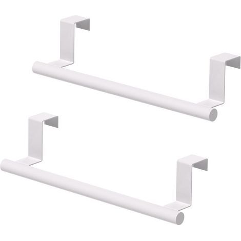 Toallero de acero inoxidable para puertas de armarios. Impermeable y resistente a la corrosión. Fácil instalación sin herramientas. Paquete de 2 unidades. (1/5)