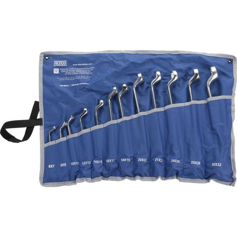 Juego de 12 llaves de doble estrella acodadas 6x7-30x32 mm en bolsa de nylon ALYCO