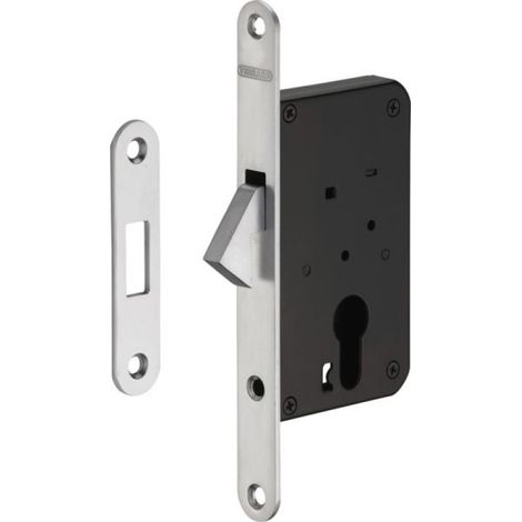 Serratura da incasso per porta scorrevole a cilindro europeo, asse 40mm - Finitura nichel - THIRARD