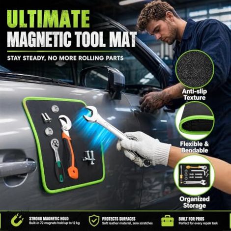 Tapis à outils magnétique en PVC, étagère magnétique pour le garage, support de vis antidérapant, tapis de réparation magnétique, pliable pour voiture, atelier, bricolage (1/4)