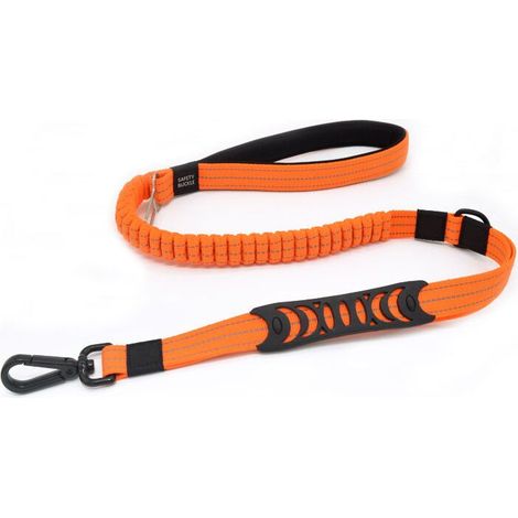 Robuste Hundeleine mit gepolstertem Griff, Anti-Zug-Seil, elastische Trainingsleine für mittelgroße und große Hunde mit starkem Zugverhalten (110 cm - 150 cm, Orange) (1/5)