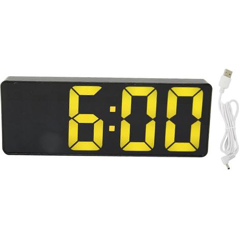 Réveil numérique noir avec affichage de la température 12/24 heures, alimenté par USB ou piles, horloge LED, convient aux chambres, bureaux et dortoirs. (1/5)