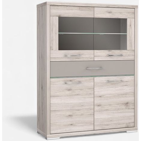 Madia alta rovere con vetrina e luci LED 117x157 Stay (1/5)