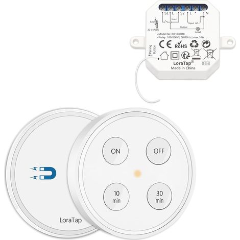 Kit Interrupteur Sans Fil, Avec Minuterie 10min 30min, Va et Vient Parallèle, Récepteur 2500W, Emetteur Radio 868Mhz, Commutateur Mural Pour Eclairage VMC (1/5)