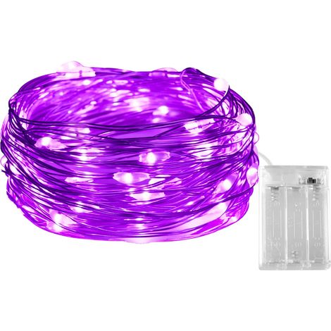 Guirlande lumineuse à piles,           10 pieds/3 M 30 LED, éclairage d'ambiance violet pour la fête de mariage, décoration de Noël et du nouvel an (1/5)