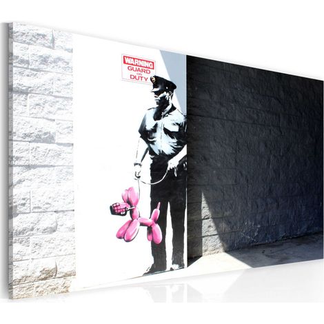 Tableau Imprimé "Policier & Chien Rose - Banksy" 40x60cm (1/2)