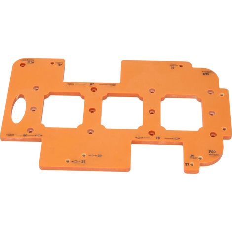 Gabaris bois angles arrondis R20 R25 R30 poly plastique technique trous 70x60mm kit gabarit fraise coudes meubles (1/5)