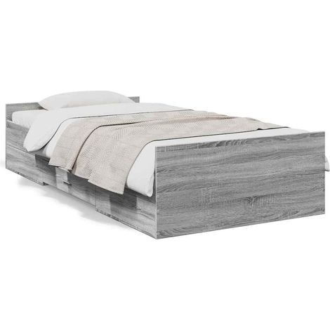 Maison Exclusive - Bettgestell mit Schubladen Grau Sonoma 75x190 (1/5)