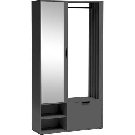 AX LIVING Garderobe Flur Milanoir 100 cm mit Spiegel Modern in Graphit
