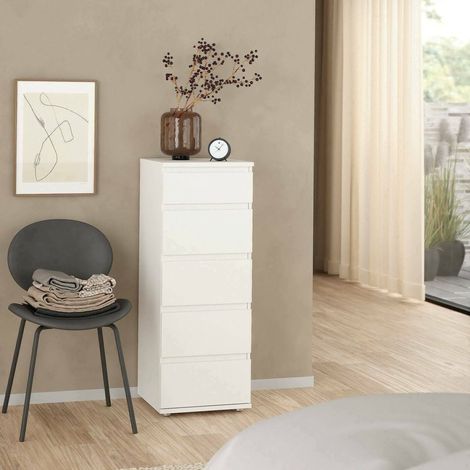 Dmora - Cajonera Abelarda, Cómoda multiusos, Cómoda de dormitorio, Gabinete con cajones, 40x40 h107 cm, Blanco (1/5)