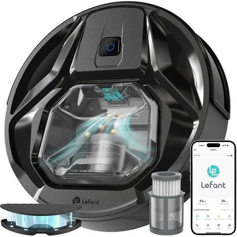 Aspirateur robot Lefant M320 - Noir, aspiration par balayage 11–20 W, bac 0,6–1 L, prise UE