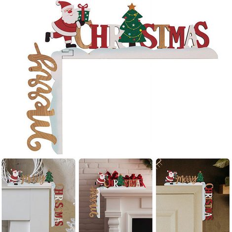 Décor Coin De Porte Noël - Lettres En Bois 3D - Décoration Murale Fenêtre Et Porte - Motif Père Noël Hiver - Lot De 1 (1/3)
