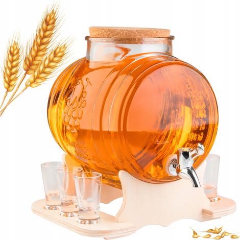 Barril para bebidas alcohólicas de 5 litros. Barril para vino, vodka, zumo + juego de vasos de vodka.