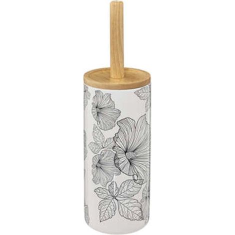 Brosse WC Imprimée "Blackflora" 38cm Blanc (1/3)