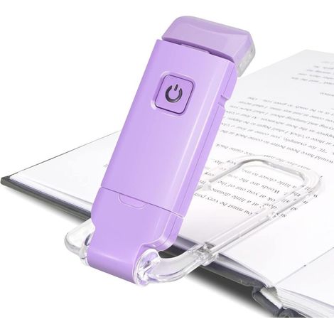 Reading Lamp for Books, USB Rechargeable E-Reader Lamp with 3 Brightness Settings for Eye Protection, Flexible Clip-on Lamp for Bed Reading, eReaders, Travel, Purple (1/5)