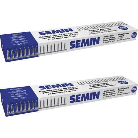SEMIN Bandes de Vis TTPC 3,5 x 25 mm - 1000 pcs (20 Bandes de 50) - Auto-Perceuses - Compatible Visseuses Automatiques (Lot de 2) (1/5)