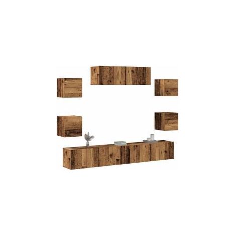 Ensemble de meuble TV mural 7 pcs vieux bois bois d'ingénierie (1/5)