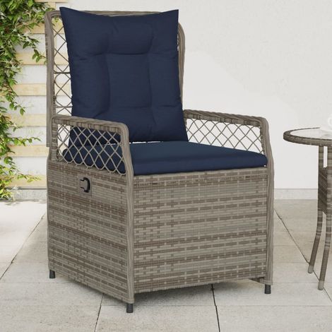 Liegende Gartenstühle 2 Stk. Grau Poly Rattan