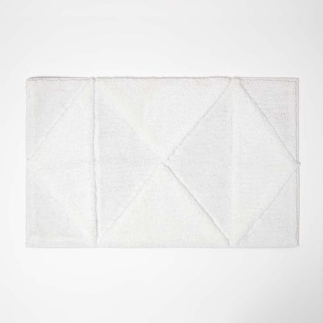 HOMESCAPES Badematte geometrisch gemustert - Badteppich weiß, 50 x 80 cm