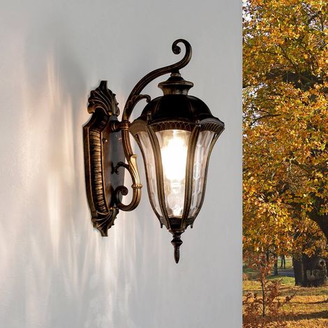 Wandlampe Schwarz Gold Antik IP44 Außen Vintage Design