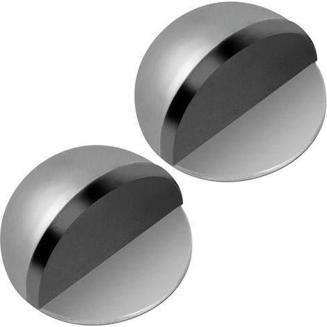 royaluxe - Lot de 2 butées de porte en acier inoxydable avec butées en caoutchouc, adhésives pour la protection intérieure, des portes et des murs (argent) (1/5)