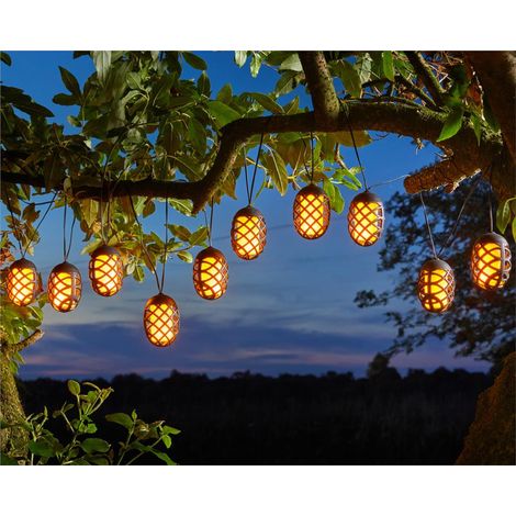 10 x Smart Garden Solar Hanging Lantern Cool Flame LED String Lights 4.7m (1/7)