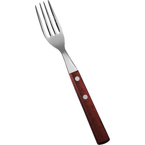 couteaux De Table - Fourchette Steak - Acier Inoxydable 18/10 Et 200 Mm - Manche Bois Comprim Couleur Brun (1/5)