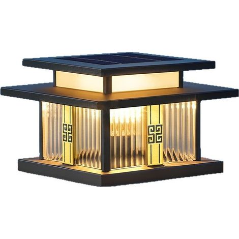 Lampe solaire pour pilier 30 cm avec télécommande, chapeau de poteau solaire LED IP65 en acier inoxydable, éclairage extérieur pour portail, pilier, clôture, jardin et terrasse (1/5)