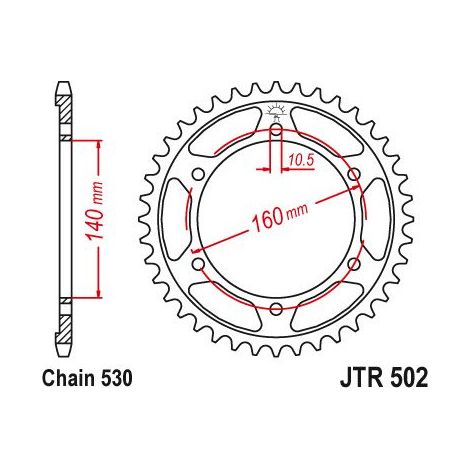 Couronne Acier Kawasaki - 530 - 49 Dents - Similaire JTR502 - Made in Germany