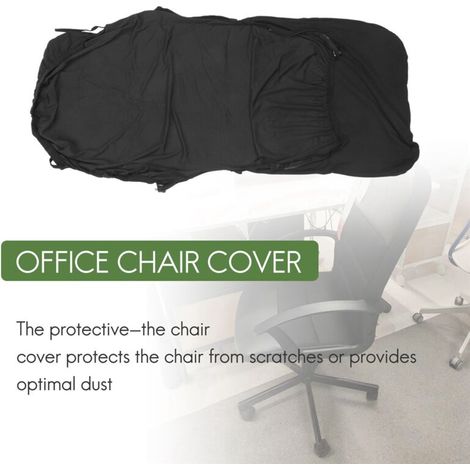 Housse de Chaise Bureau Siamois éLastique Pivotante Fauteuil D'Ordinateur Protection (Noir)