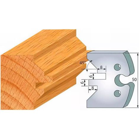 Jeu de 2 Fers Profilés Acier HT 50 x 5,5 mm - N°280 Rainure languette lame de volet - Outil de menuiserie - Diamwood
