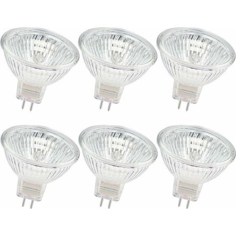 Lot de 6 ampoules halogènes MR16 12V 50W GU5.3 à deux broches à intensité variable Blanc chaud 2800K