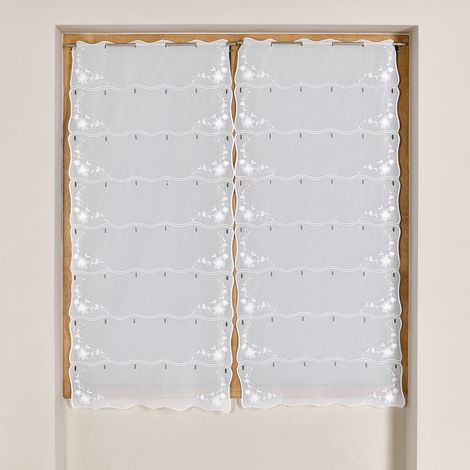Modulable brodé à motif floral dans les angles Blanc 90x220 cm
