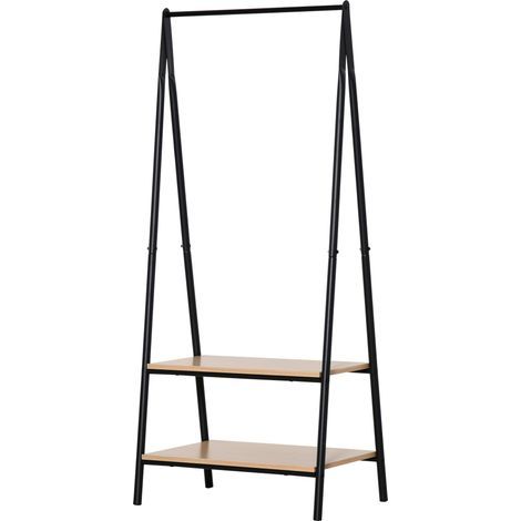 Home Âne à Vêtements, Portemanteau, Portemanteau et Porte-Chaussures, 2 Étagères de Rangement, 64X42.5X149 cm, Industriel, Couloir, Porte-Chaussures, Porte-Manteau, Crochets Muraux (1/5)