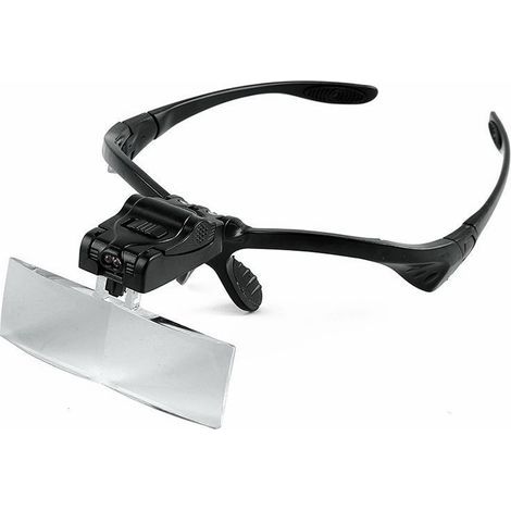 Fascia per la testa con lente d'ingrandimento e illuminazione a LED, supporto per la testa per la lettura a mani libere, occhiali d'ingrandimento con 5 lenti intercambiabili per leggere, guardare gioi (1/5)