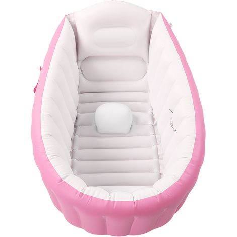 Baignoire gonflable pour bébé avec pompe à air, indicateur de niveau d'eau, base antidérapante, baignoire pliable pour tout-petits, idéale pour la salle de bain, rose. (1/5)