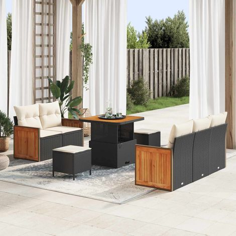 vidaXL Conjunto de sofás de jardín 8 uds. 8-Número de plazas (1/5)