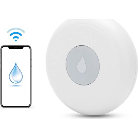 Détecteur de fuites d'eau sans fil avec alarme sonore, avertisseur sensible des fuites et des gouttes, étanche IP67, idéal pour la cuisine, la salle de bain et le sous-sol. Compatible avec les passere (1/5)