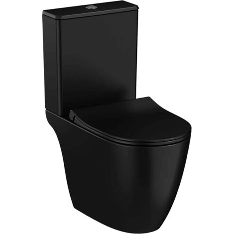 WC à poser sans bride VitrA Sento + abattant slim freinde chute noir mat
