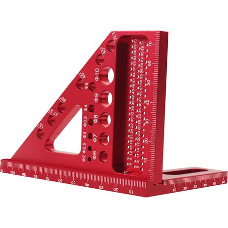Règle de mesure multi-angle en alliage d'aluminium, travail du bois, bricolage, règle triangulaire à onglet, jauge de traçage utilitaire, outil de disposition multifonctionnel pour ingénieur charpenti (1/5)