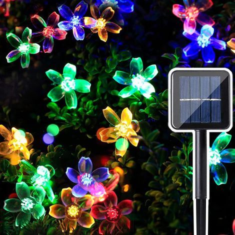 20led Guirlande Lumineuse Solaire Fleurs De Cerisier, 5m Forme De Fleurs Lumineuse Extérieur, 8 Modes Imperméable Lumières Féériques Fleur Pour Jardin Patio Cour Fête Noël Décoration, Couleur (1/4)