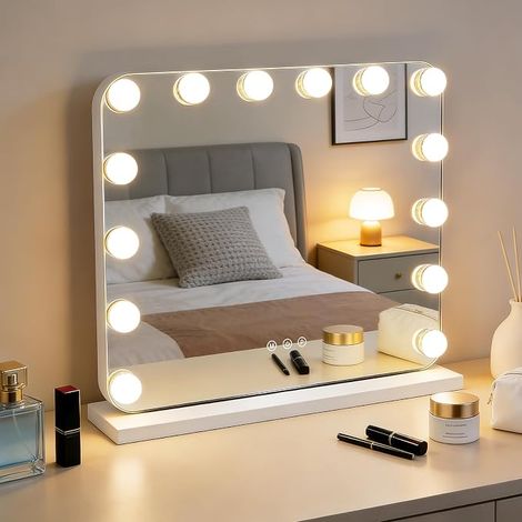 GBLY Specchio trucco LED Hollywood con illuminazione 50×40CM specchio vanity piccolo cosmetico con luce 3 modalità touch dimmerabile per truccaggio (1/5)