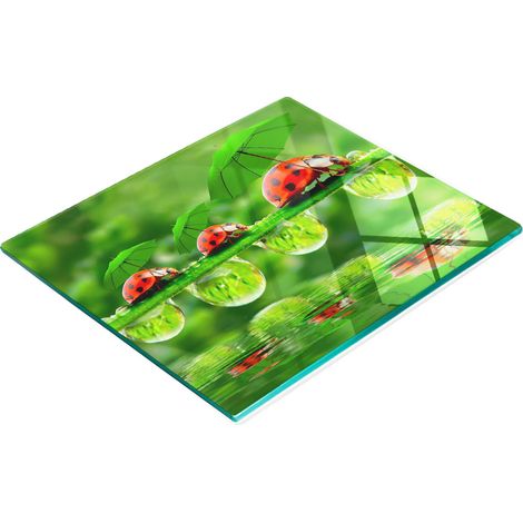 Tabla de cortar decorativa de vidrio templado con diseño de mariquita, 60x52 cm (1/5)