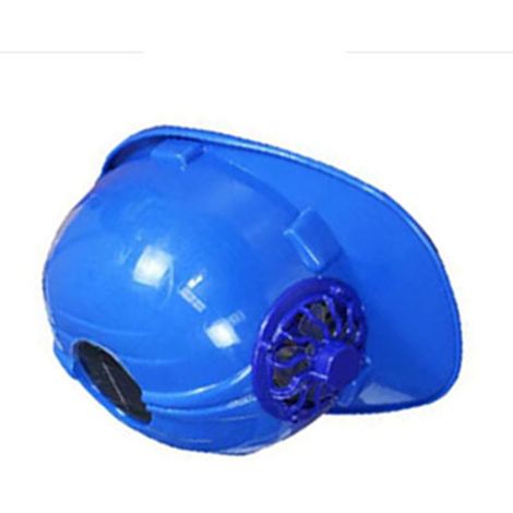 Casque de sécurité avec ventilateur rafraîchissant solaire respirant anti-UV pour chantier extérieur été bleu (1/5)