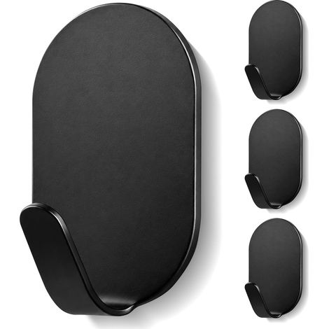 Zum Aufhängen selbstklebender Badezimmerhaken – multifunktional, für Küche und Badezimmer hinter der Tür, Wandmontage, 4-teiliges Set (schwarz, 5 x 3,2 cm) (1/5)