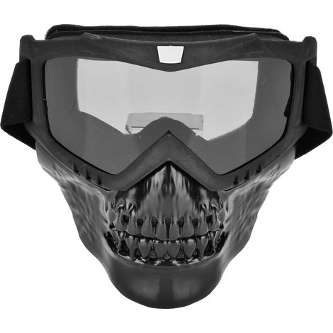 Masque facial de moto avec crâne et lunettes de protection pour course (Gris) (1/5)