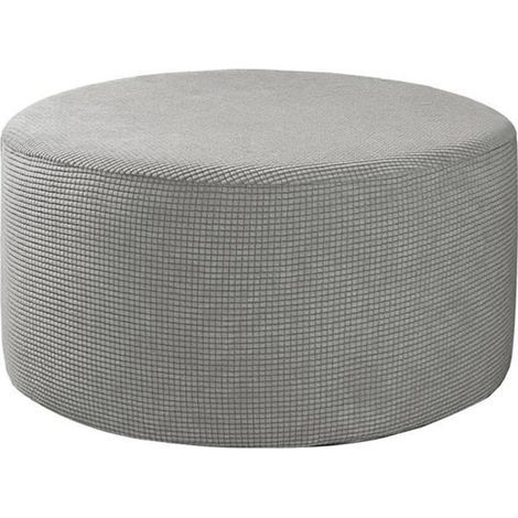 Stretch Couvercle Pouf Pouf Housses Ronde pour Salon Pied Tabouret Stretch Couvre à Fit Pouf Pied Reste, épais Souple Tissu gris (1/4)